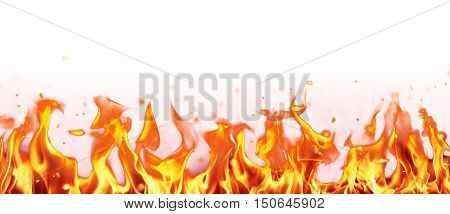 Abstract fire flames background with free space for text. Isolated on white