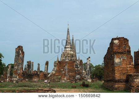 Ruined Old Temple of Ayutthaya in Thailand