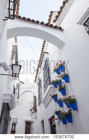 BarcelonaSpain - January 13 2016: Spanish town (Poble Espanyol) - architectural museum under the open sky. The museum features exhibits on contemporary art with streets houses parks theater school restaurants and artisan workshops.