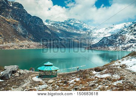 View of Tsangmo Lake in Sikkim India.