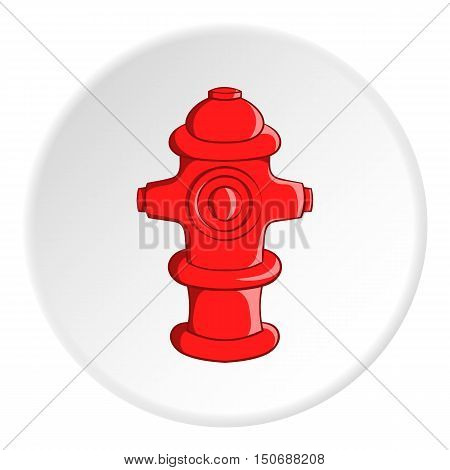 Fire hydrant icon in cartoon style isolated on white circle background. Equipment symbol vector illustration