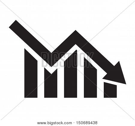 chart with bars declining. Chart icon. Decline graph symbol.