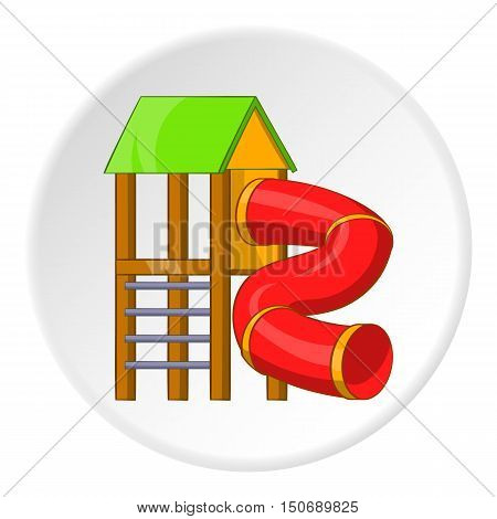 Slide pipe icon in cartoon style isolated on white circle background. Entertainment for children symbol vector illustration