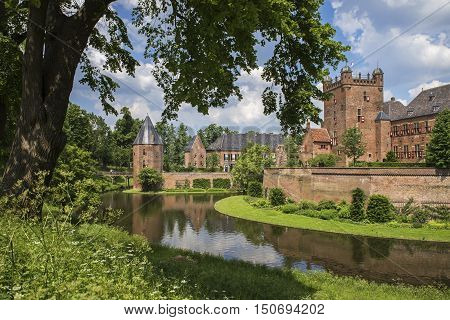 S'HEERENBERG, GELDERLAND/ THE NETHERLANDS - JUNI 4,2016:View of the historical castle Haus Berg in summer