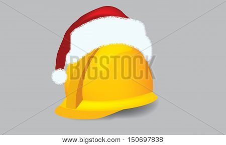 Illustrate vector construction cap, hardhat with christmas theme