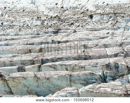 Beautiful blue seracs in a Caucasian mountains