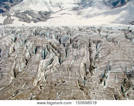 Beautiful ice seracs in a Caucasian mountains