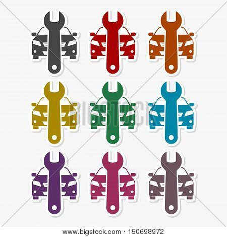 Car service icons set on gray background