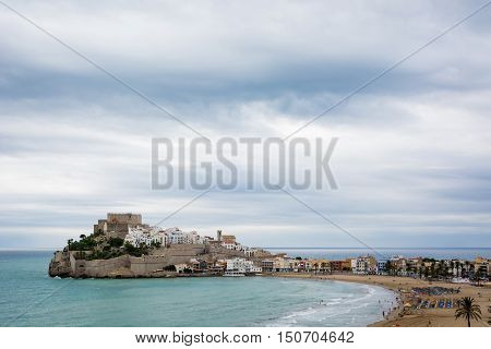 Stormy weather over Peñiscola's Castle and its beach