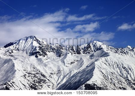 Snow Mountains In Winter Sun Day