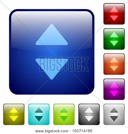 Set of vertical control arrows color glass rounded square buttons