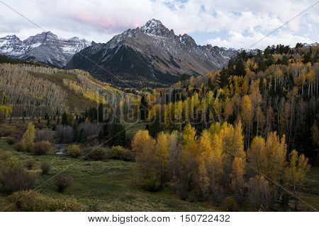 Autumn colors of Mt. Sneffels in the San Juan Mountains of Southwest Colorado