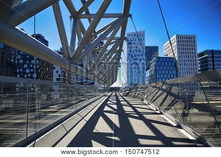 details of Akrobaten pedestrian bridge in Oslo Norway