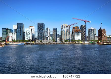 Panoramic View Of Modern buildings in Oslo Norway