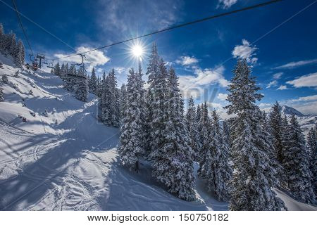 Trees Covered By Fresh Snow In Alpine Mountains - Austria From Kitzbuehel Ski Resort - One Of The Be