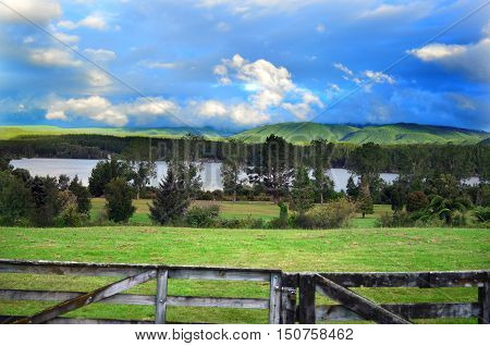 A Beautiful landscape photo of Mangakino Maraetai lake in New Zealand.