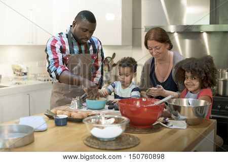 Family Cooking Kitchen Food Togetherness Concept