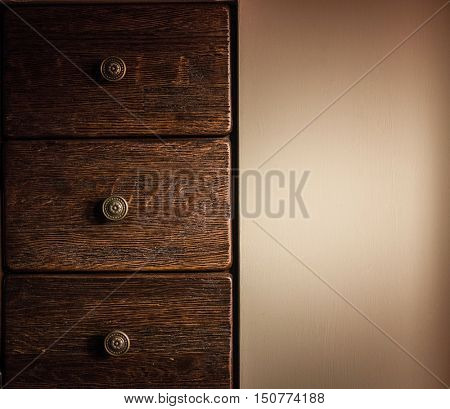 Brown wooden drawes - old pieces of funiture. 