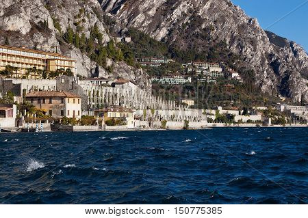 Limone sul Garda small town on Garda Lake (Lago di Garda) with ancient orchards. Brescia lombardia Italy Europe