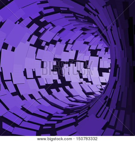 Abstract Tunnel. Futuristic Style. 3D Abstract Surface. Turning Tube Tunnel. Perspective Background. Data visualisation