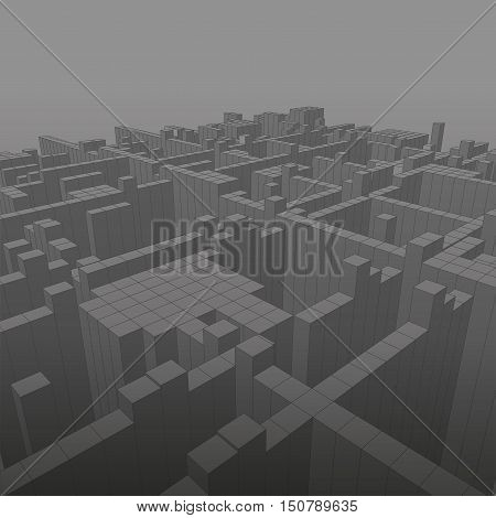 abstract geometric background - 3d illustration. Wireframe. Perspective Futuristic