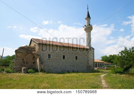 View of the medieval mosque of Uzbek Khan, sunny june day. Crimea