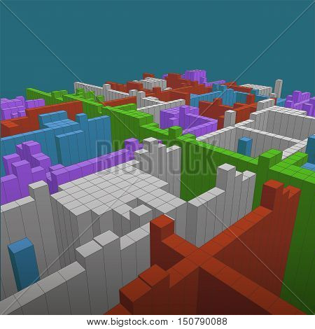 abstract geometric background - 3d illustration. Wireframe. Perspective Futuristic