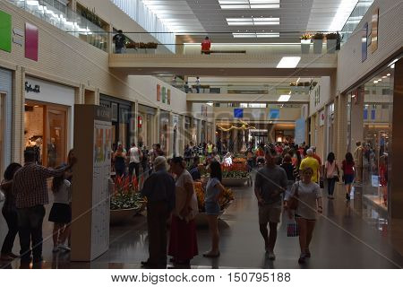 DALLAS, TX - SEP 17: NorthPark Center in Dallas, Texas, as seen on Sep 17, 2016. The center has over 235 stores and is the first shopping center featured on Vogue Magazine.