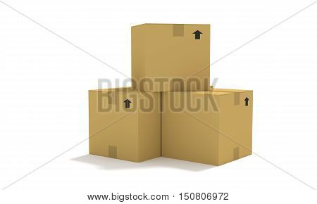 The Box on white background 3D rendering
