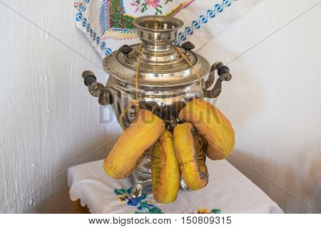 Samovar With Bagels Fabric