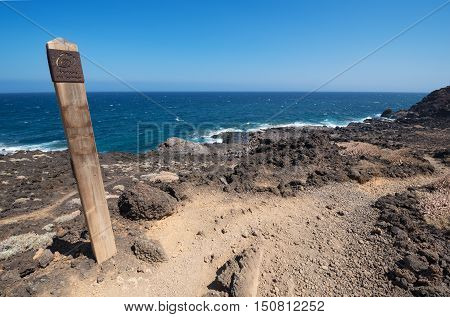 GUIMAR SPAIN - AUGUST 2. Malpais de Guimar on august 2 2016. Badlands volcanic landscape in Tenerife Canary island Spain.
