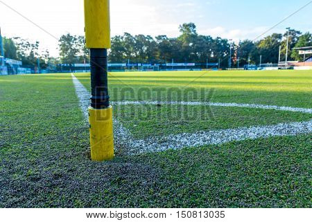 The Hague the Netherlands - October 08 2016: synthetic grass sports field with infill