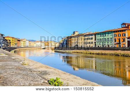 Hdr Arno River Bank In Pisa
