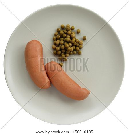 Sausage and green pea at the plate