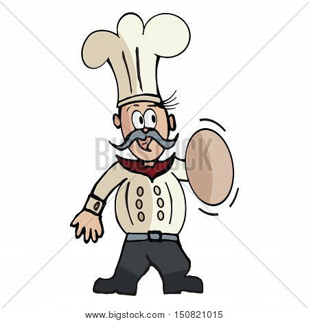 Cartoon Chef with Cook Cap in Vector Format