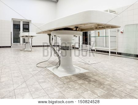 Autopsy antique tables in the morgue in clinic