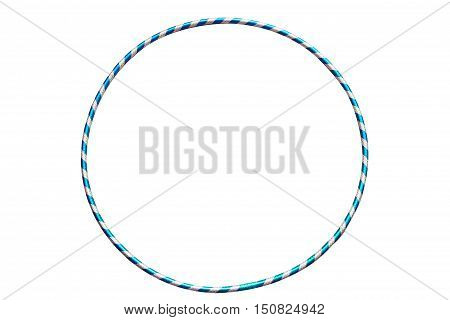 Gymnastics, fitness, diet. Versatile exerciser for sports , fitness and ballet.The hula Hoop light blue with silver isolated on white background.