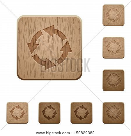 Set of carved wooden Rotate left buttons in 8 variations.