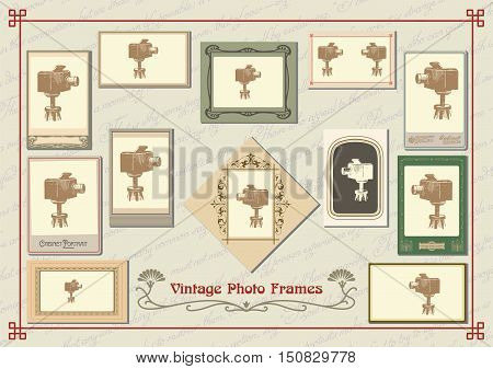 Set of vintage old-fashioned decorative photo frames