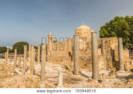 Chrysopolitissa Church of the fourth century in Paphos, Cyprus.
