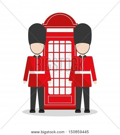 Telephone and soldat icon. London england landmark and tourism theme. Colorful design. Vector illustration