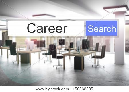 websearch career blue search button modern office 3D Illustration