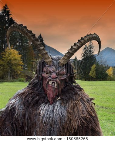 Man In Krampus Costume