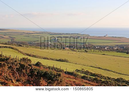 Fields and coast of the Gower peninsular, Wales