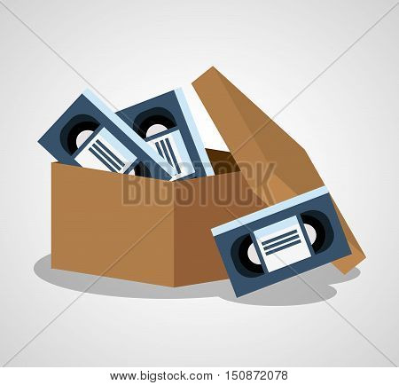 Vhs and box icon. Cinema movie video and film theme. Isolated design. Vector illustration