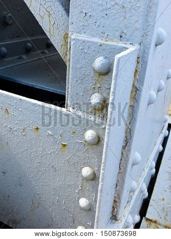 Close of the rivets on a bridge. Architectural detail