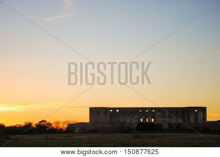 Sunset by the old Borgholm Castle at the swedish island Oland in Sweden