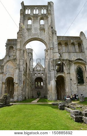 Jumieges, France - june 22, 2016 : the Saint Pierre abbey.