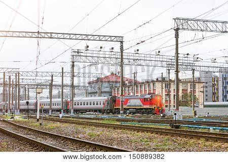 Train With Railcars Rzd On Rails