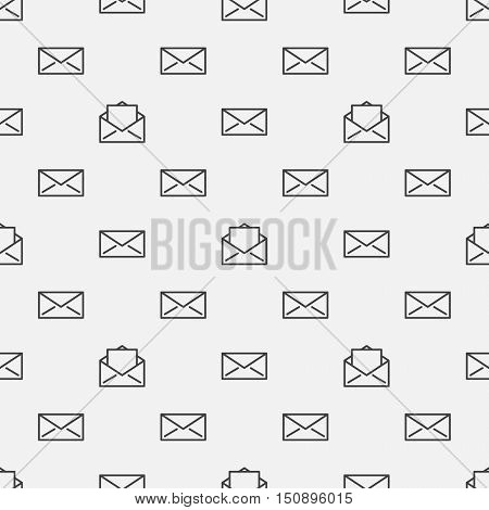Envelope seamless pattern. Vector mail texture made with opened and sealed envelope icons in thin line style
